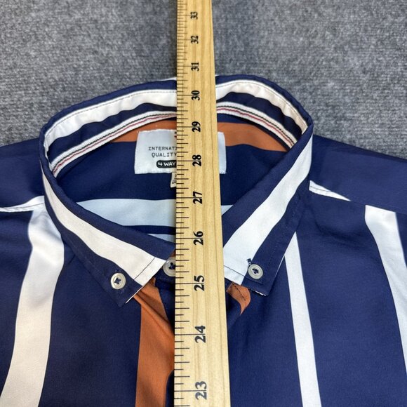 International Report 4-Way Stretch Shirt Men's XL Short Sleeve Striped Blue - Picture 5 of 9